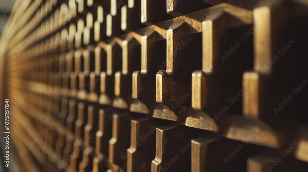 Poster a close-up of a textured wooden surface with geometric patterns.