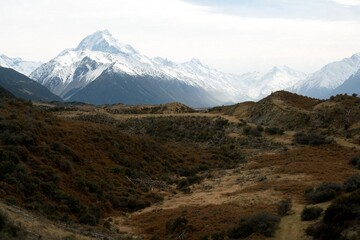 Alpine Landscape with Majestic Mount Cook in New Zealand