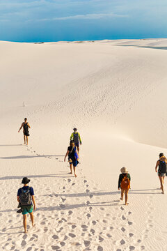 Three days trekking in Len&ccedil;&oacute;is Maranhenses, Brasil. Sand, walter, friends and landscape.