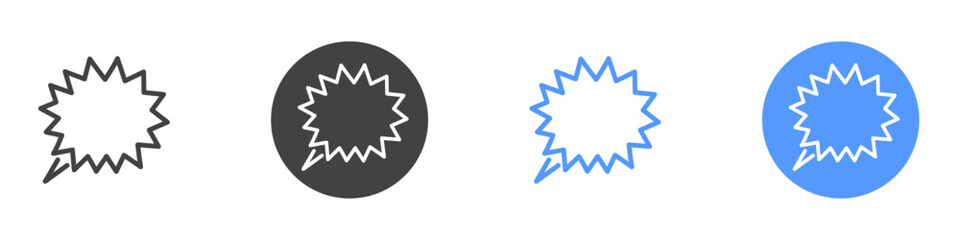 Anger bubble icon Flat set in black and white color