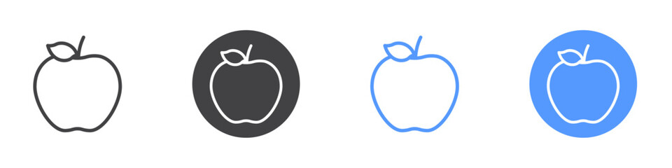 Apple icon Flat set in black and white color