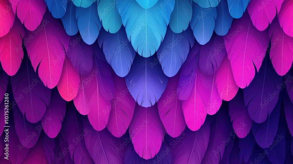 Poster abstract colorful feather pattern background digital art design texture