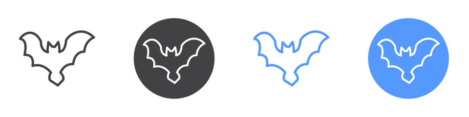 Bat icon Flat set in black and white color