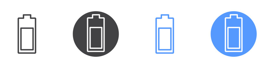 Battery icon Flat set in black and white color