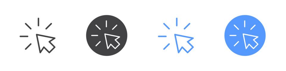 Click icon Flat set in black and white color