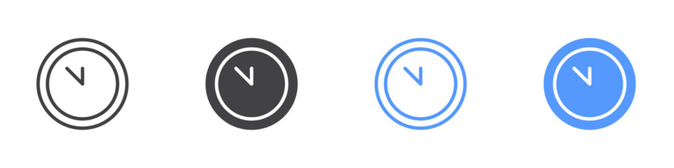 Clock icon Flat set in black and white color