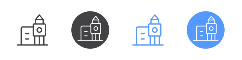 Obraz premium Clock tower icon Flat set in black and white color