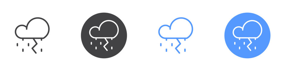 Cloud storm icon Flat set in black and white color