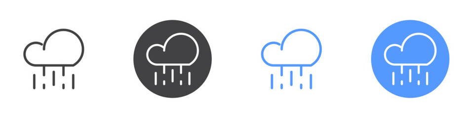 Cloud rain icon Flat set in black and white color