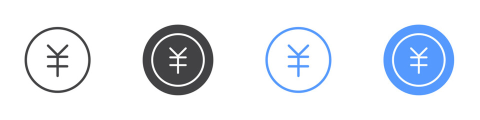 Obraz premium Coin icon Flat set in black and white color