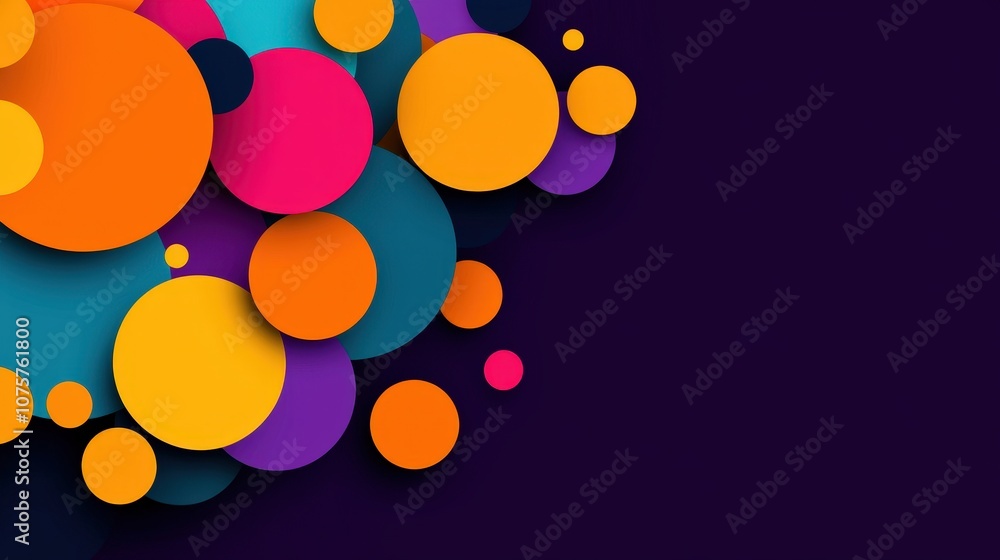 Poster abstract background with colorful overlapping circles and copy space