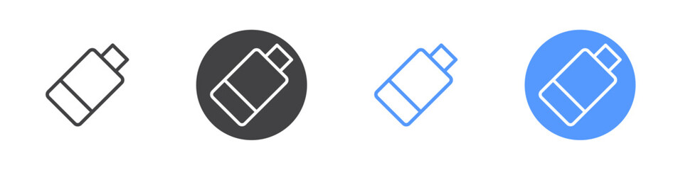 Data cable icon Flat set in black and white color