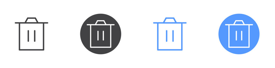 Delete icon Flat set in black and white color