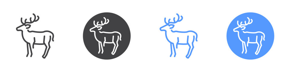 Deer icon Flat set in black and white color