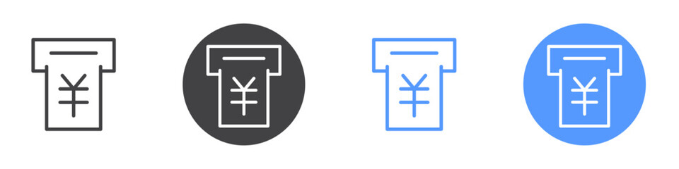 Deposit yen icon Flat set in black and white color