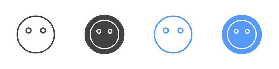 Face without mouth icon Flat set in black and white color