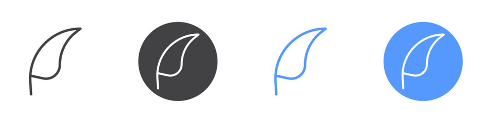 Feather icon Flat set in black and white color