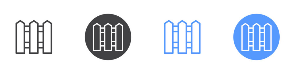 Fence icon Flat set in black and white color