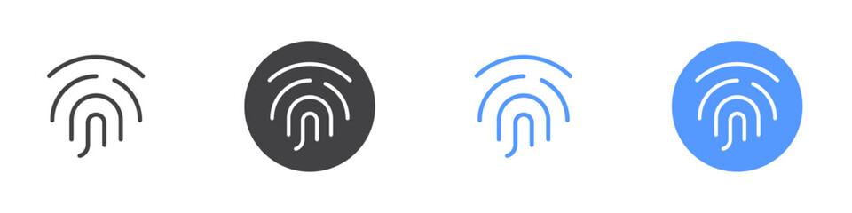 Fingerprint icon Flat set in black and white color