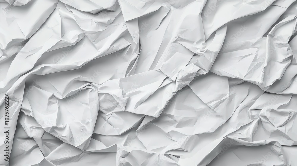 Poster White Crumpled Paper Texture Background   Abstract Design Element