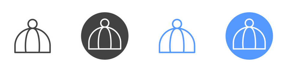 Hat icon Flat set in black and white color