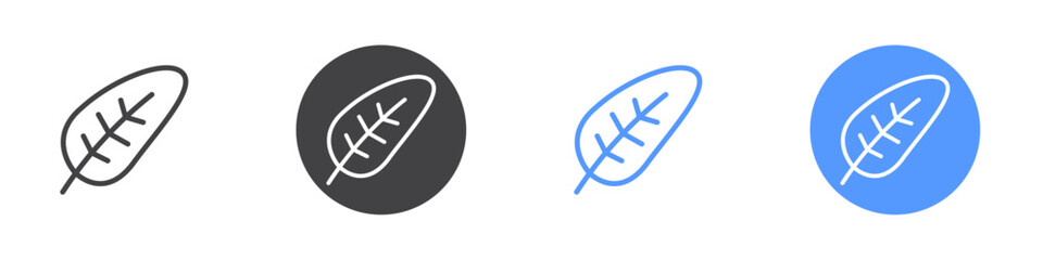 Leaf icon Flat set in black and white color