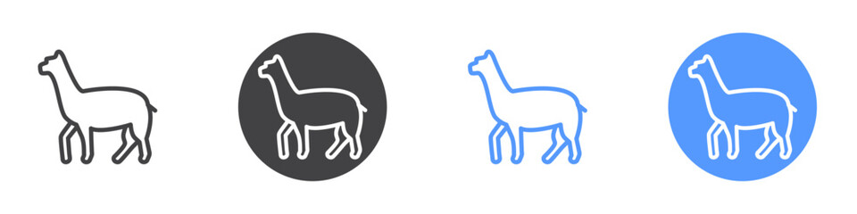 Liama icon Flat set in black and white color