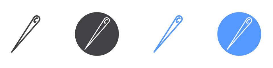 Needle icon Flat set in black and white color