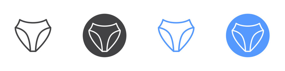 Panties icon Flat set in black and white color
