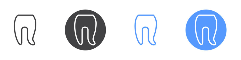 Pants icon Flat set in black and white color