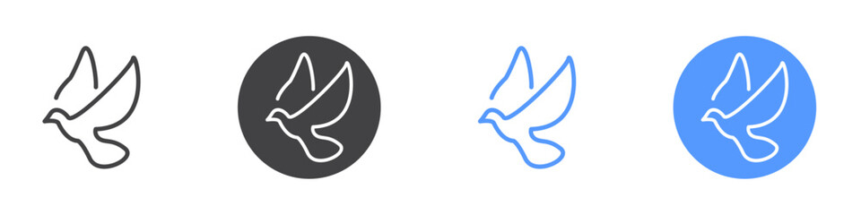 Pigeon icon Flat set in black and white color