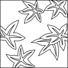 線画正方形花札　神無月　紅葉　10月　紅葉のカス