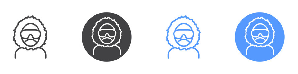 Polar explorer icon Flat set in black and white color