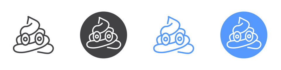 Poo icon Flat set in black and white color