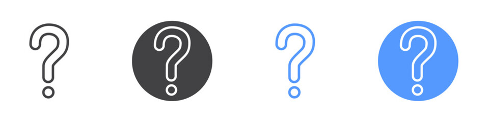 Question mark icon Flat set in black and white color