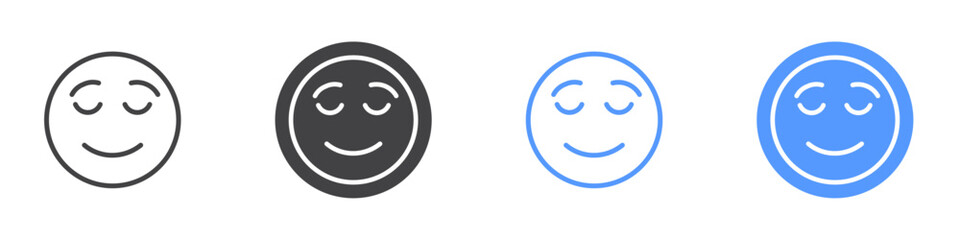 Relieved face icon Flat set in black and white color