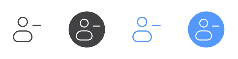 Remove user icon Flat set in black and white color