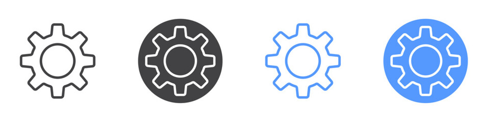 Settings icon Flat set in black and white color