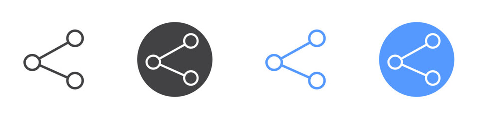 Share icon Flat set in black and white color