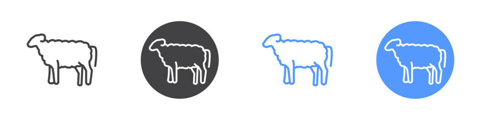 Sheep icon Flat set in black and white color