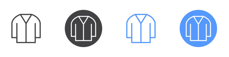 Shirt icon Flat set in black and white color