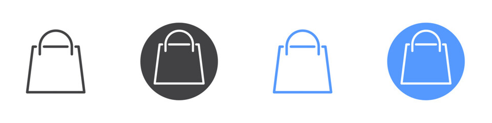 Shopping bag icon Flat set in black and white color