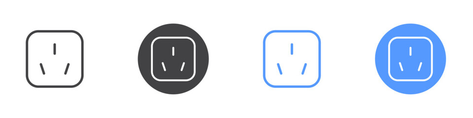 Socket icon Flat set in black and white color