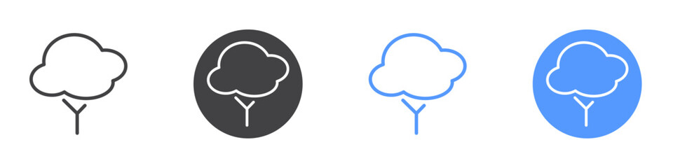 Tree icon Flat set in black and white color