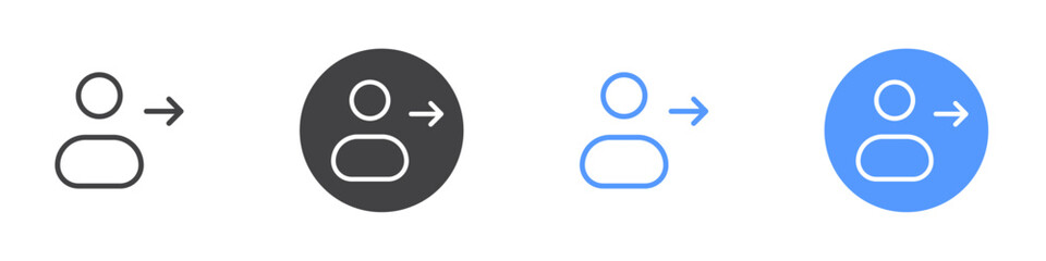 User out icon Flat set in black and white color