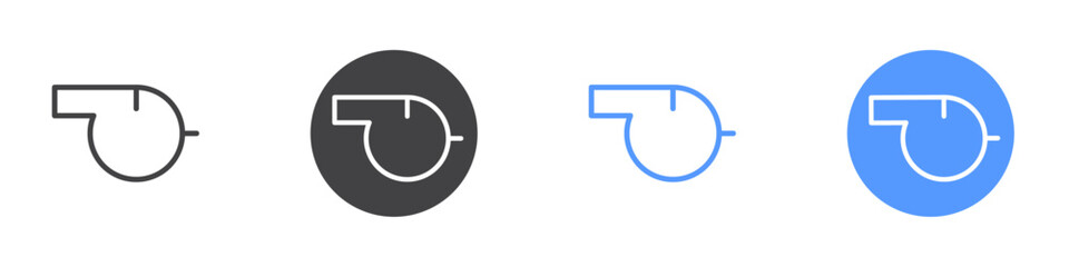 Whistle icon Flat set in black and white color