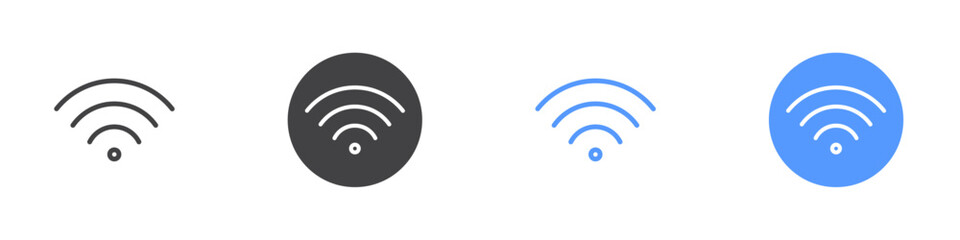 Wifi icon Flat set in black and white color