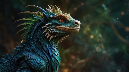 Obraz premium Serpentine Majesty: A Dragon's Mystical Gaze