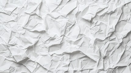 Obraz premium Crumpled White Paper Texture Background Abstract Wrinkled Creased Paper Design