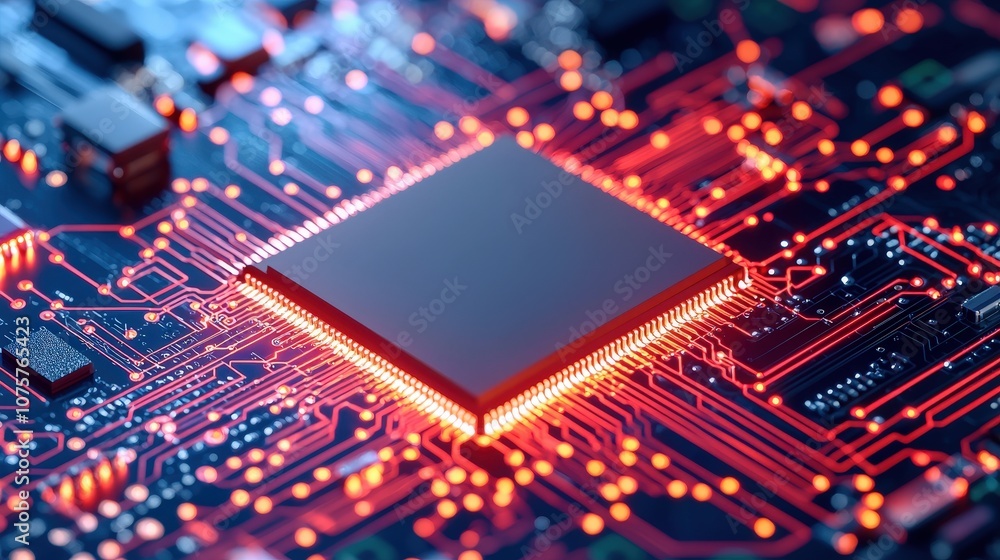 Aufkleber futuristic ai chip microprocessor on circuit board